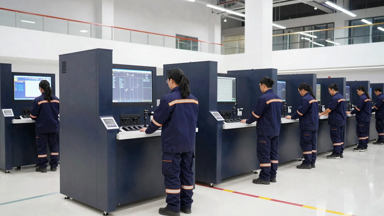 Modern endüstriyel tesis içinde elektrik panosu kurulumu, teknik