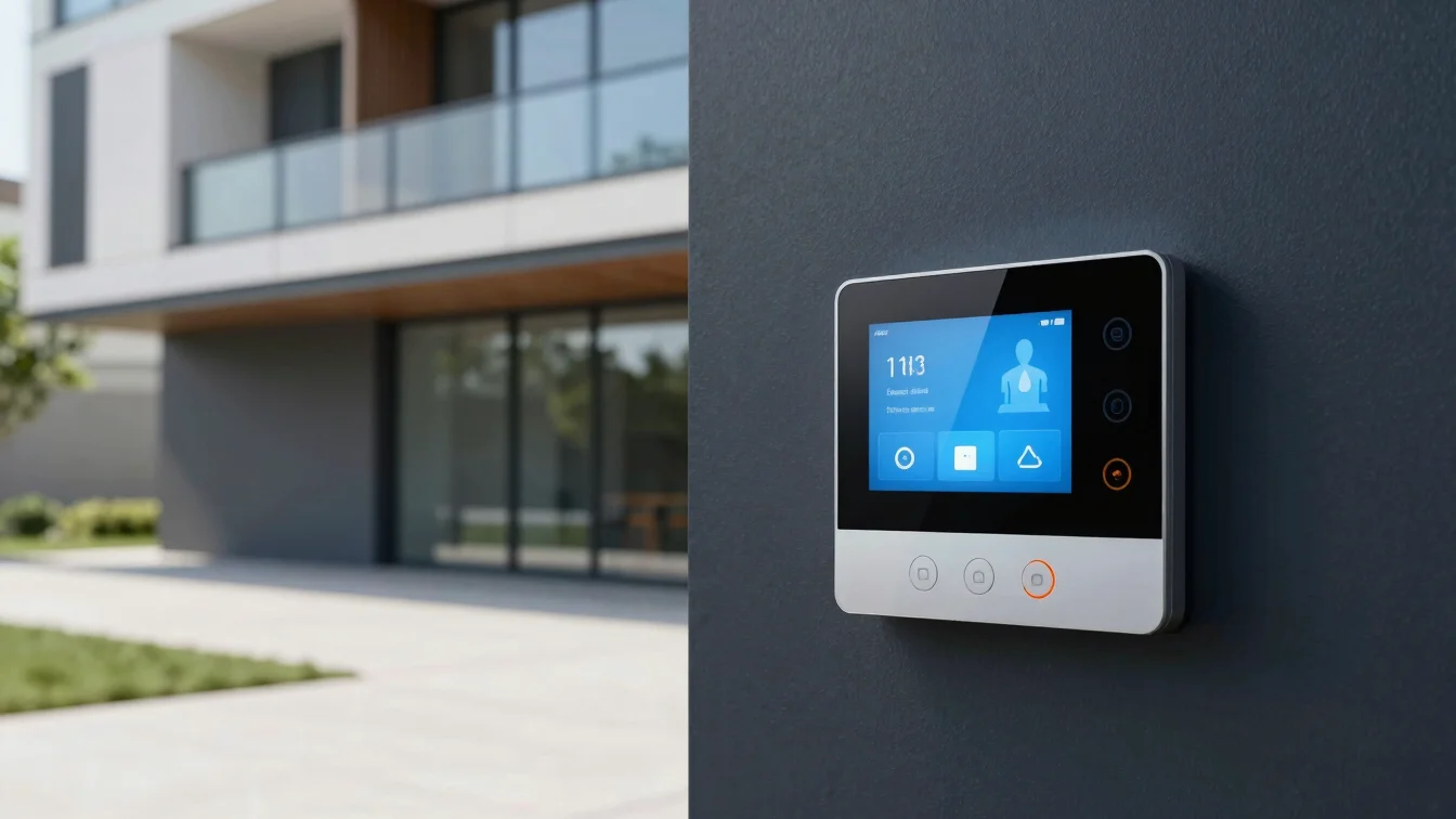 Modern building interior with integrated smart home controls, sub